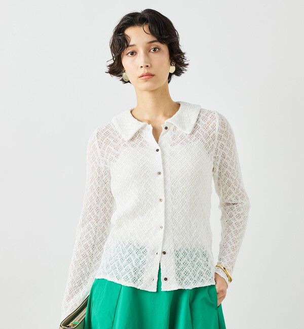 NOLLEY'S「ウォッシャブル襟付きレースカーディガン」|カーディガン|