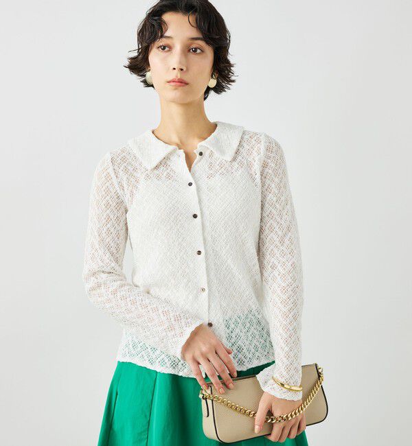 NOLLEY'S「ウォッシャブル襟付きレースカーディガン」|カーディガン|