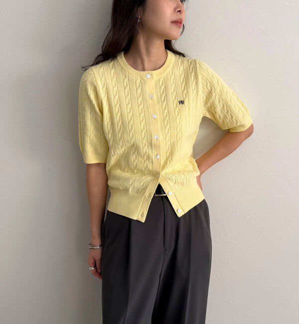 fredy emue「FR刺繍ケーブル柄半袖カーディガン」|カーディガン|