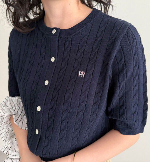 fredy emue「FR刺繍ケーブル柄半袖カーディガン」|カーディガン|
