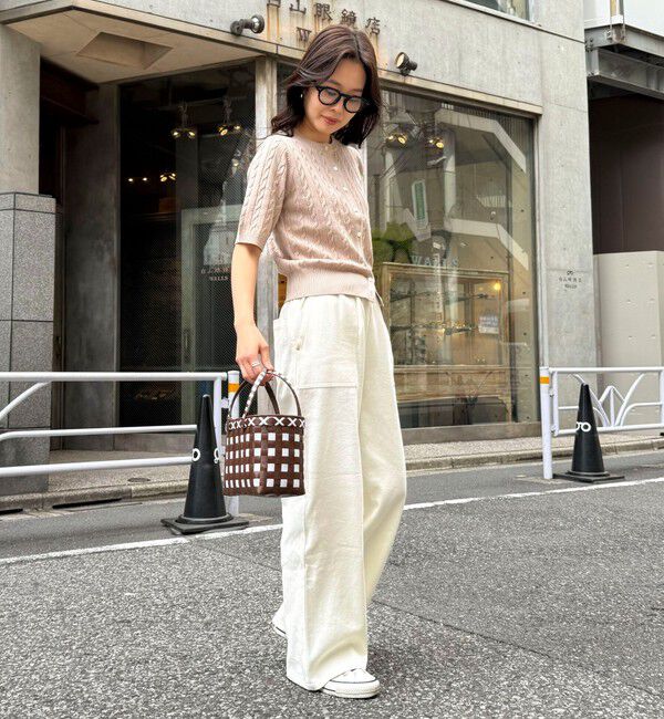 fredy emue「FR刺繍ケーブル柄半袖カーディガン」|カーディガン|