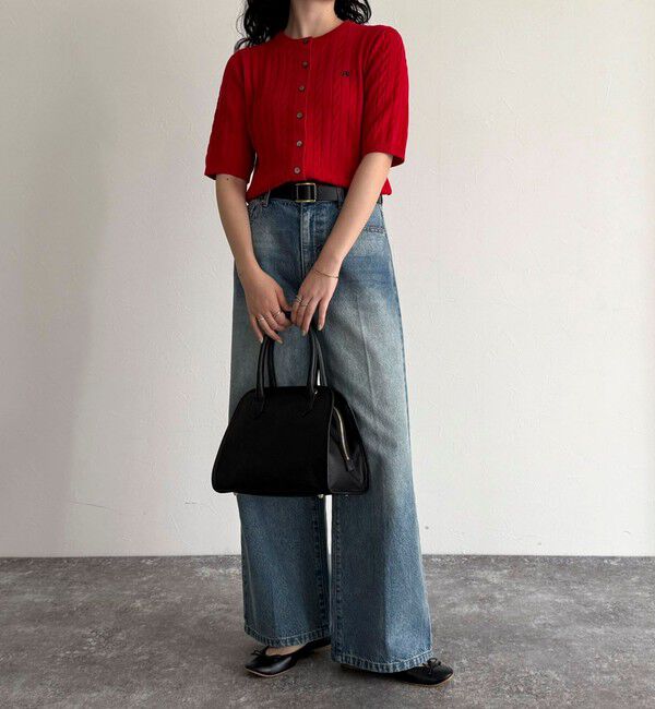 fredy emue「FR刺繍ケーブル柄半袖カーディガン」|カーディガン|