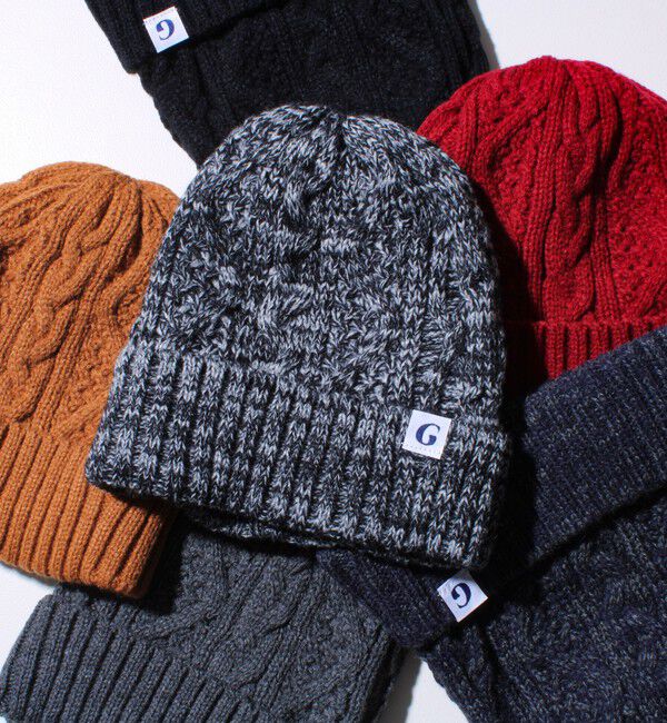 GLOSTER「【GLOSTER/グロスター】裏ボア ケーブルワッチ ニット帽」|ニット帽|ブラック系その他