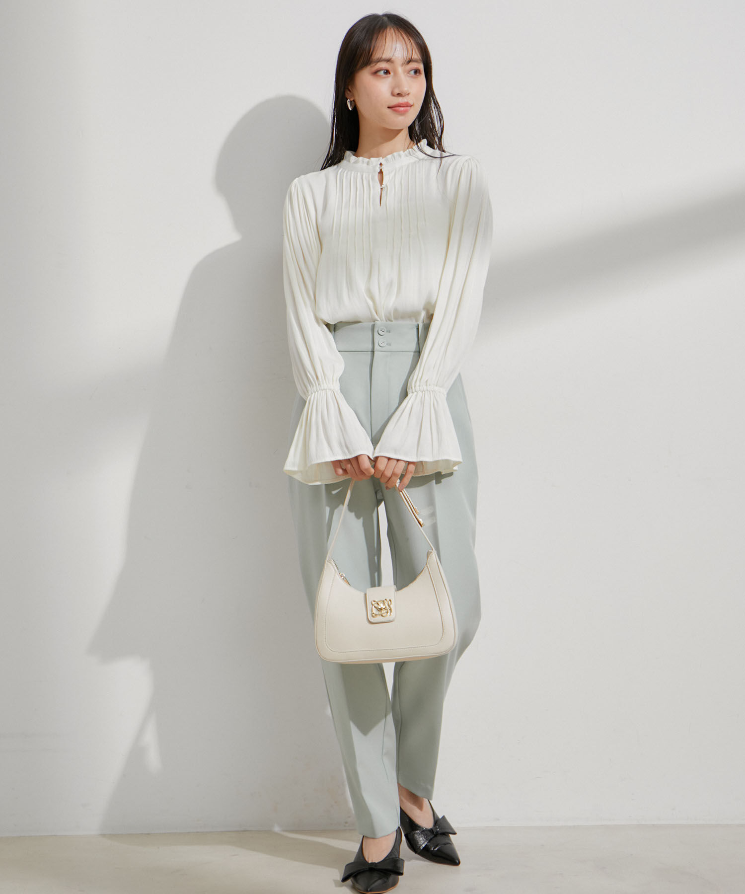 VIS「【ご好評につき追加生産】ハンドルリボンワンショルダーバッグ【180℃美人見え】」|ハンドバッグ|