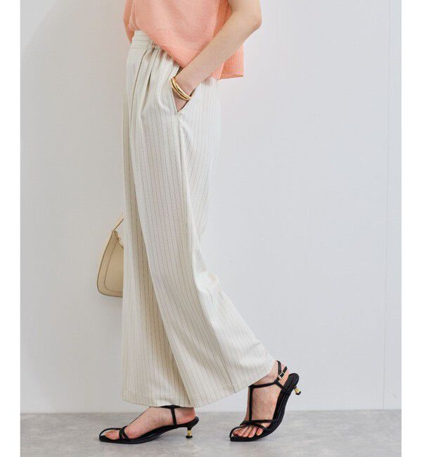 VIS「【接触冷感/UVケア】ピンストライプリラックスワイドパンツ」|チノ|