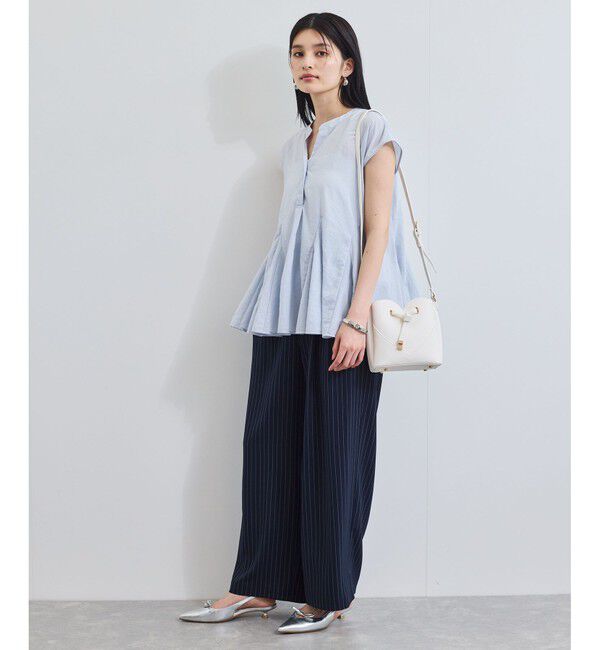 VIS「【接触冷感/UVケア】ピンストライプリラックスワイドパンツ」|チノ|