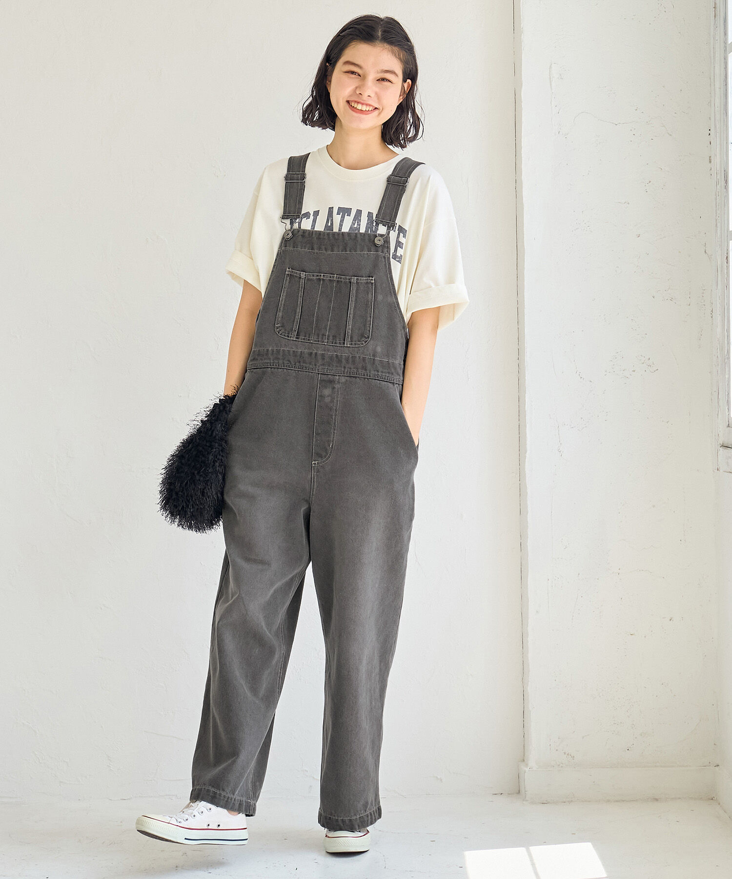 ROPE' PICNIC R「デニムオーバーオール」|オールインワン|ブラック系(02)