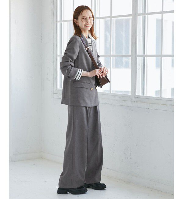 Rope&rsquo;Picnic「【WEB限定・ミドル丈】レディハンサムシリーズ ウールライク金ボタンジャケット(半裏地)/通勤対応」|テーラードジャケット|