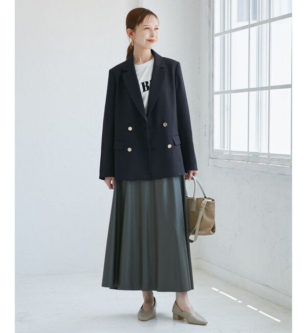 Rope&rsquo;Picnic「【WEB限定・ミドル丈】レディハンサムシリーズ ウールライク金ボタンジャケット(半裏地)/通勤対応」|テーラードジャケット|