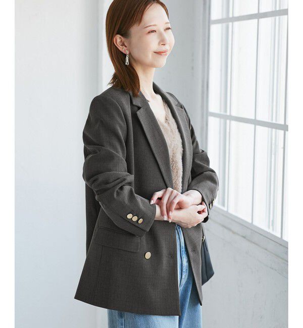 Rope&rsquo;Picnic「【WEB限定・ミドル丈】レディハンサムシリーズ ウールライク金ボタンジャケット(半裏地)/通勤対応」|テーラードジャケット|
