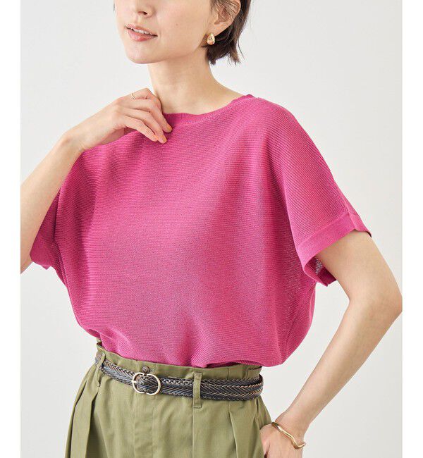 Rope&rsquo;Picnic「MIXヤーン片畦ドルマンニットプルオーバー」|ニット・セーター|ローズピンク(64)