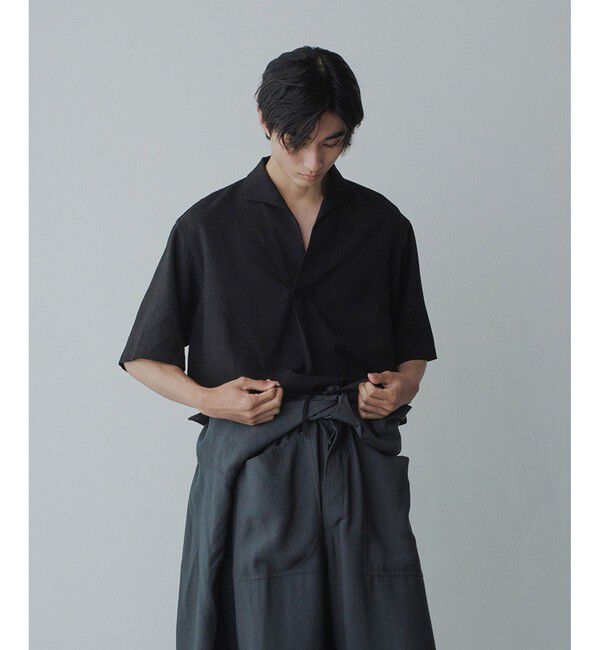 ADAM ET ROPE'「【WEB限定】リネンライク フロントタック スキッパーシャツ / 防シワ / ユニセックス」|シャツ・ブラウス|