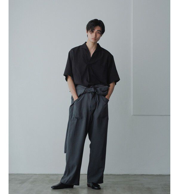 ADAM ET ROPE'「【WEB限定】リネンライク フロントタック スキッパーシャツ / 防シワ / ユニセックス」|シャツ・ブラウス|