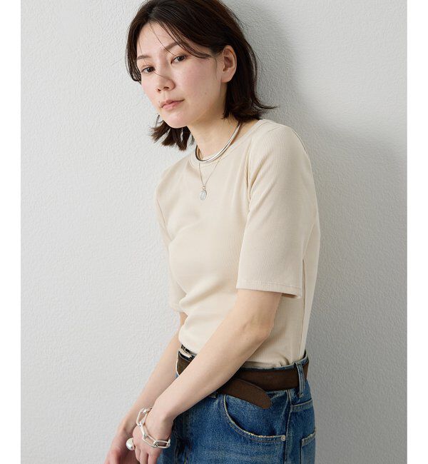  「半袖クルーネックテレコカットソー」|Tシャツ・カットソー|