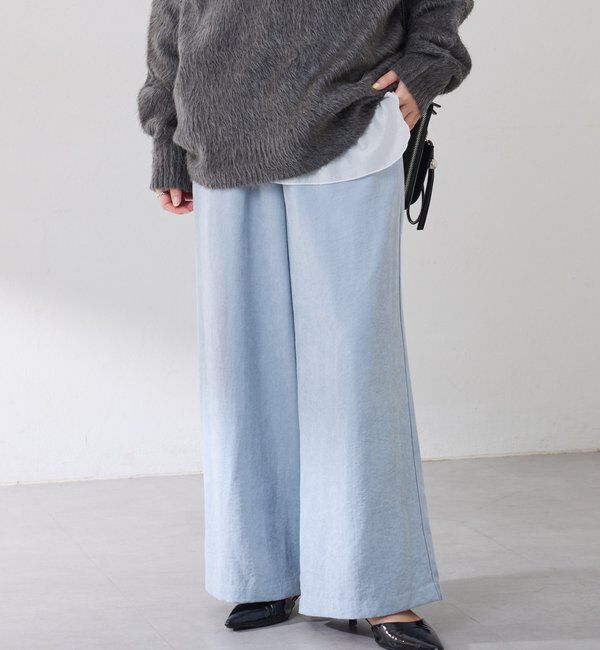  「【ウエスト調整可】ピーチイージーパンツ」|チノ|ブルー