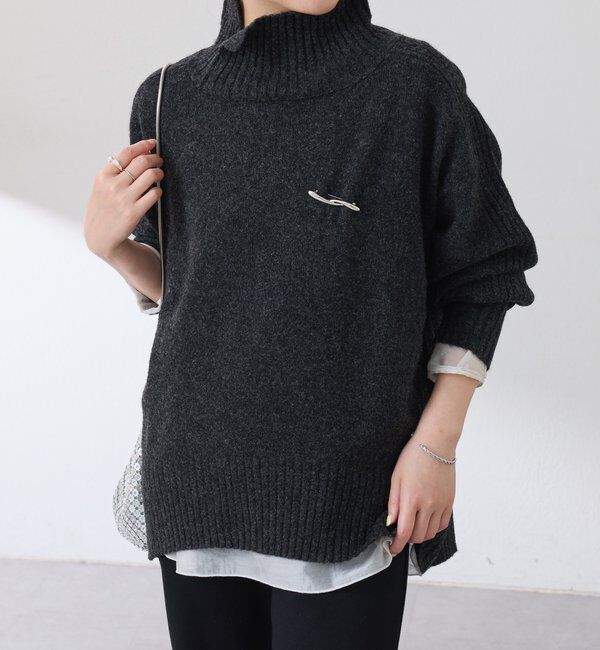  「ウール混スリットタートルニット」|ニット・セーター|