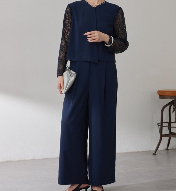  「【オケージョン】バックサテンジョーゼットールインワン」|ワンピース|ブラック