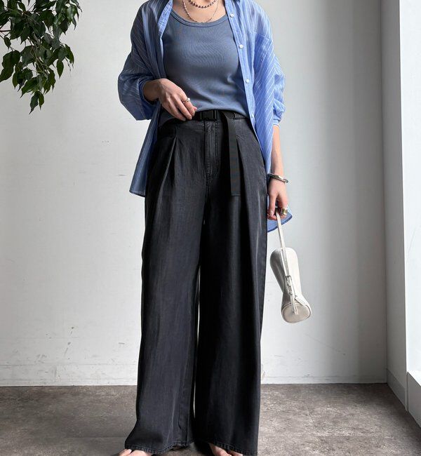  「ベルト付リヨセルデニムパンツ」|デニム|