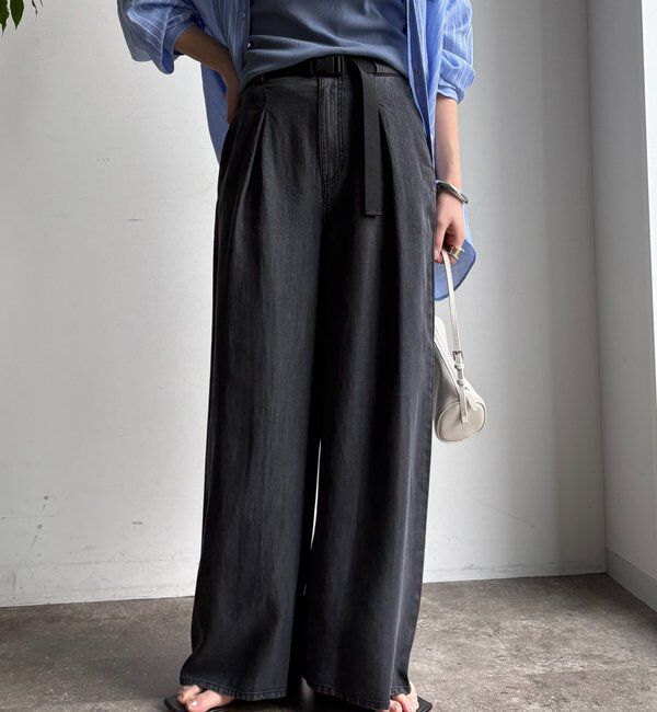  「ベルト付リヨセルデニムパンツ」|デニム|
