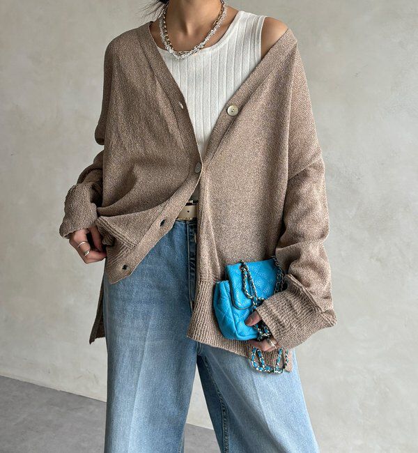  「【WEB限定】ペーパーヤーン前後2WAYカーディガン」|カーディガン|ベージュ