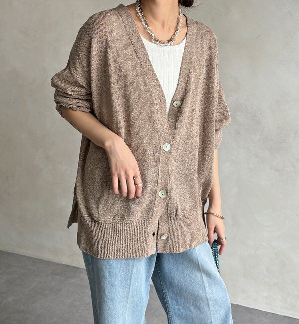  「【WEB限定】ペーパーヤーン前後2WAYカーディガン」|カーディガン|