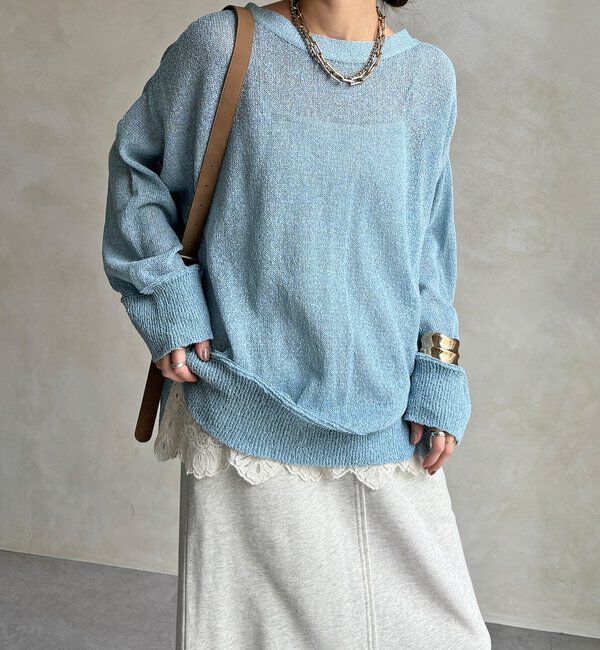  「【WEB限定】ペーパーヤーン前後2WAYカーディガン」|カーディガン|ブルー