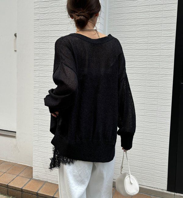  「【WEB限定】ペーパーヤーン前後2WAYカーディガン」|カーディガン|