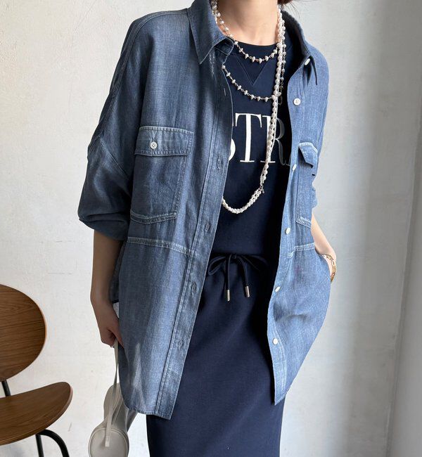  「バックギャザーシアーデニムシャツ」|シャツ・ブラウス|