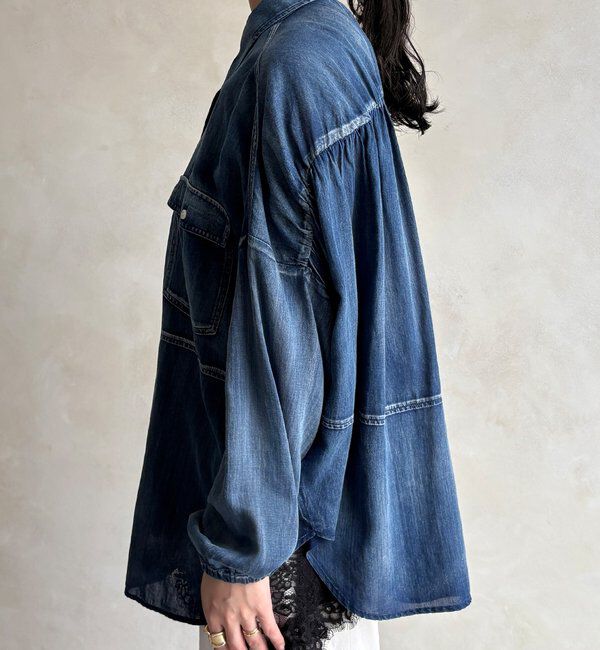  「バックギャザーシアーデニムシャツ」|シャツ・ブラウス|