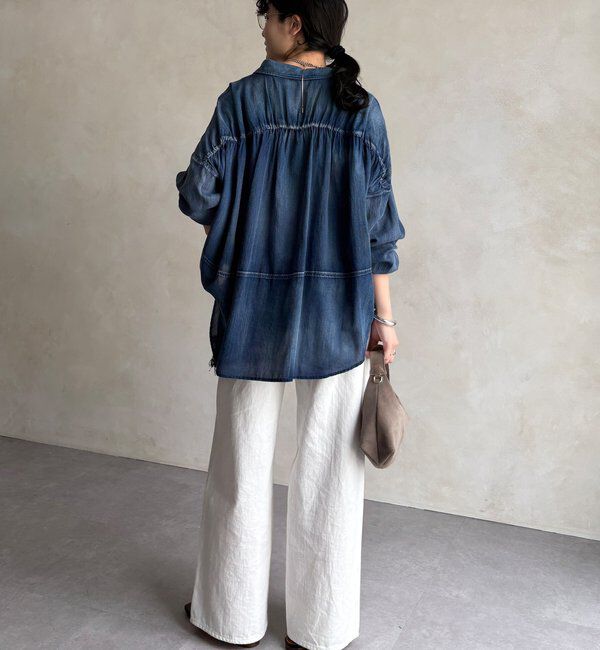  「バックギャザーシアーデニムシャツ」|シャツ・ブラウス|