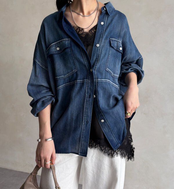  「バックギャザーシアーデニムシャツ」|シャツ・ブラウス|