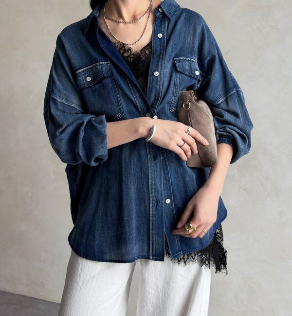  「バックギャザーシアーデニムシャツ」|シャツ・ブラウス|