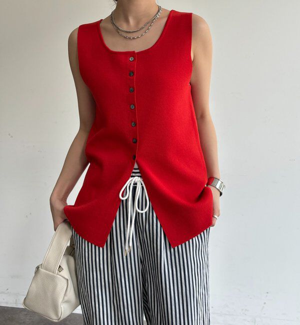  「フロントボタンスクエアニットタンク」|ニット・セーター|
