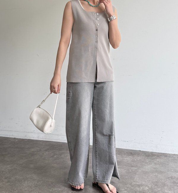  「フロントボタンスクエアニットタンク」|ニット・セーター|