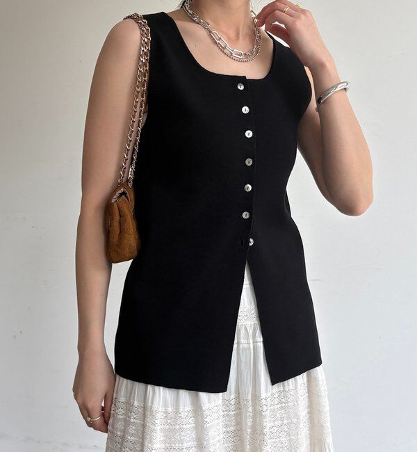  「フロントボタンスクエアニットタンク」|ニット・セーター|