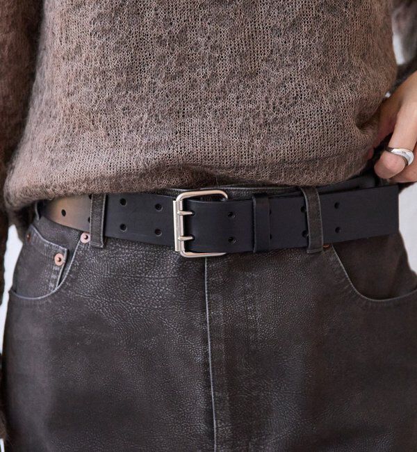  「【MONN.:.(モン)】ダブルピンバックルベルト」|ベルト|ブラック