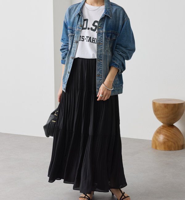  「【上品見え】ティアードプリーツスカート」|スカート|