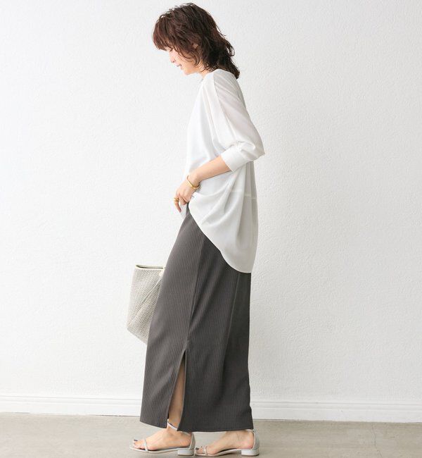  「【ON・OFF問わず活躍】リブ付きジョーゼットドルマンブラウス」|シャツ・ブラウス|