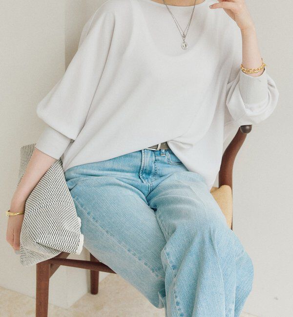  「【ON・OFF問わず活躍】リブ付きジョーゼットドルマンブラウス」|シャツ・ブラウス|ライトグレー