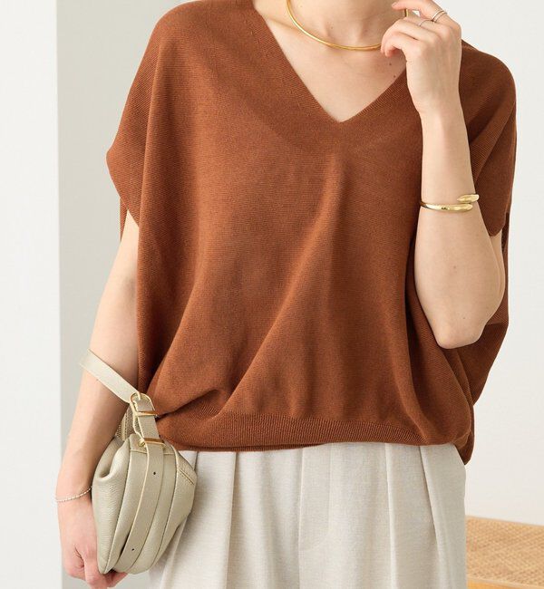  「【美シルエット】ライトギマフレンチコクーンニット」|ニット・セーター|キャメル