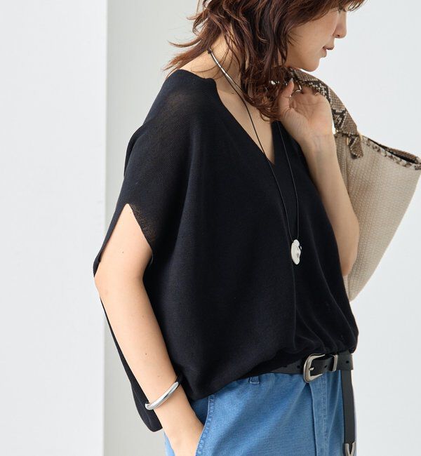  「【美シルエット】ライトギマフレンチコクーンニット」|ニット・セーター|ブラック