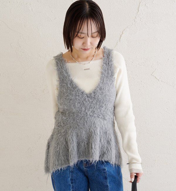  「シャギーニット ペプラムベスト」|ニット・セーター|