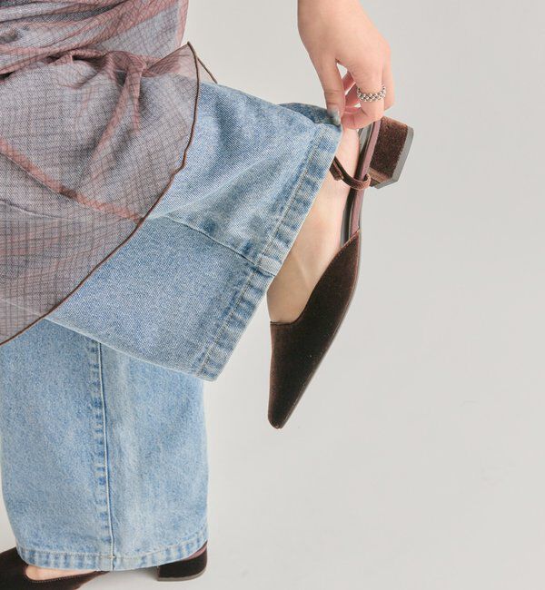  「ポインテッドトゥ ベロアパンプス」|パンプス|ブラウン