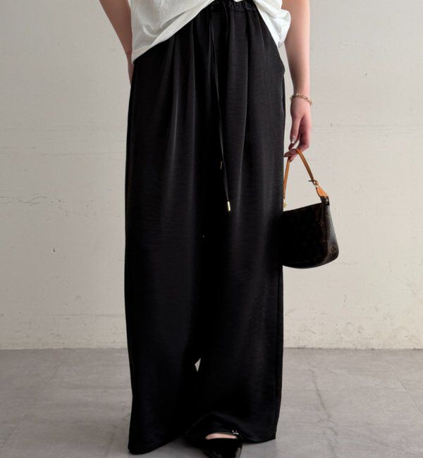  「サテンワイドイージーパンツ」|チノ|