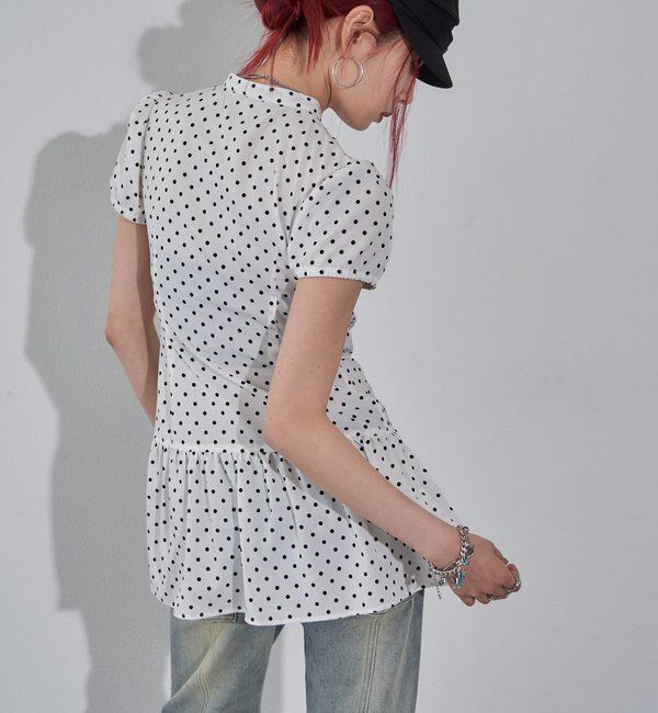  「Wボタンギャザーワンピ（無地/チェック/ドット）」|ワンピース|