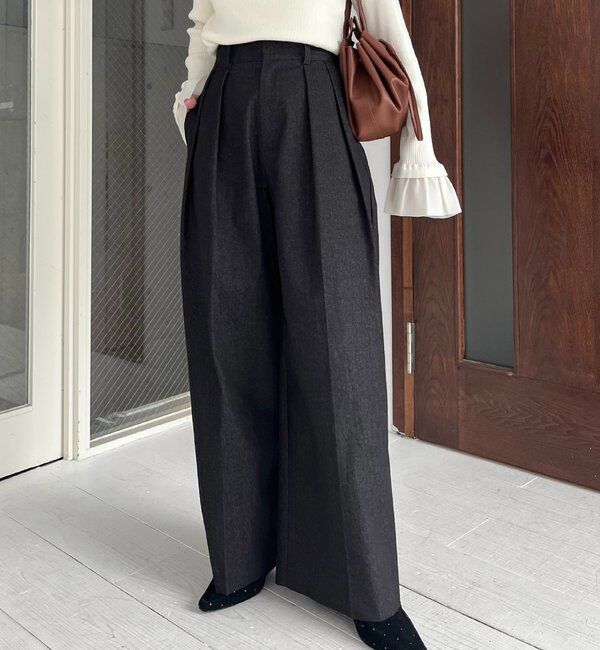  「【選べる4サイズ展開】2タックコットンパンツ」|チノ|ブラック