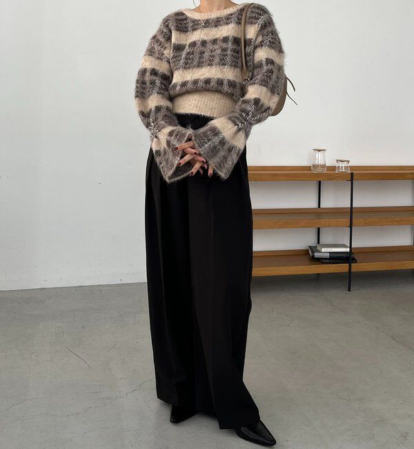  「チェックシャギープルオーバー」|ニット・セーター|