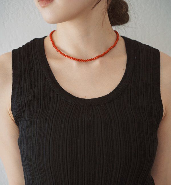  「ガラス/オニキスビーズネックレス4mm」|ネックレス|