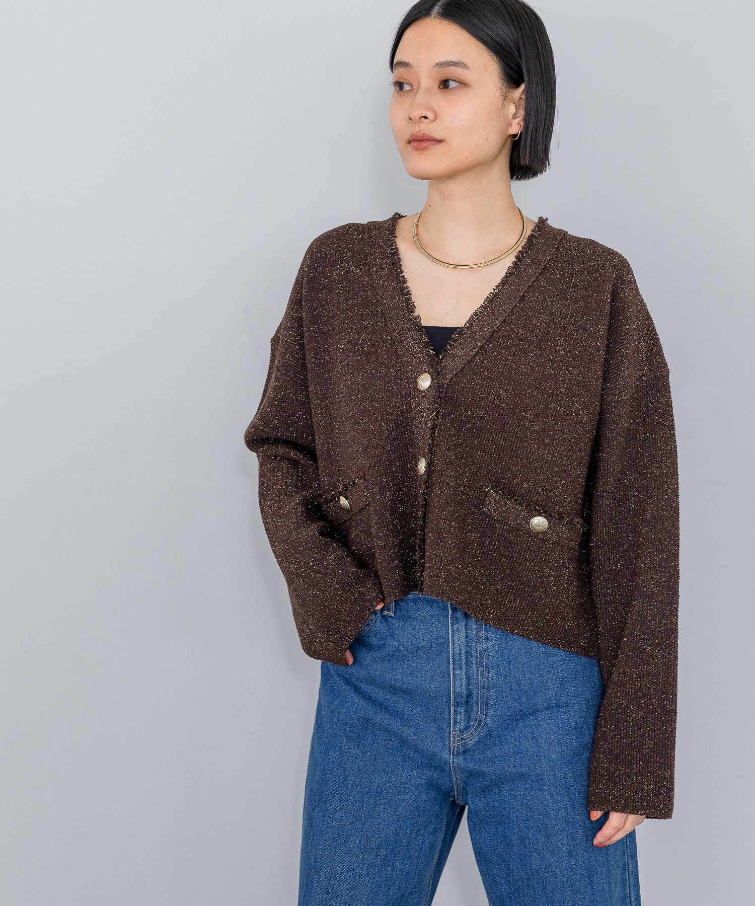 A part by 「ツイードVカーディガン」|ニット・セーター|