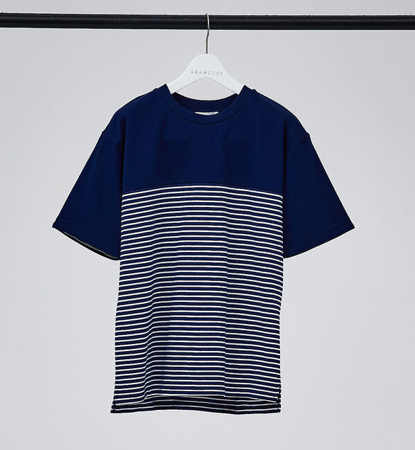 ABAHOUSE「【ミドルウェイト】ボーダーコンビ 半袖 Tシャツ」|Tシャツ・カットソー|ネイビー